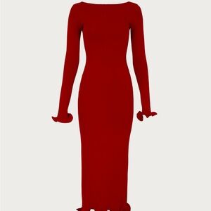 Chic Long Sleeve Red Dress